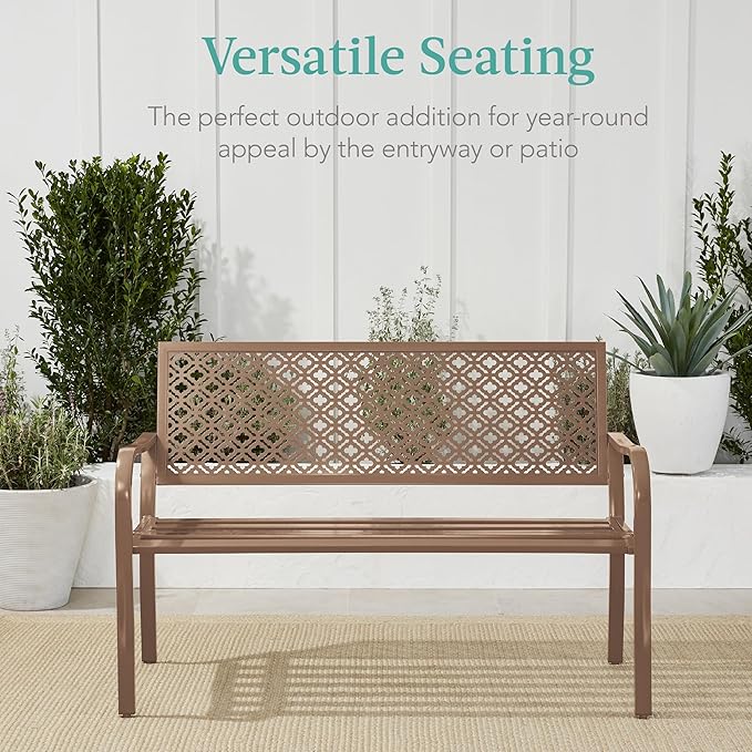 Best Choice Products Outdoor Bench 2-Person Metal Steel Benches Furniture - Image 6