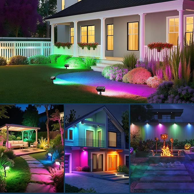 Solar Spot Lights Outdoor with 7 Lighting Modes RGB, 2 Pack Solar Color - Image 7