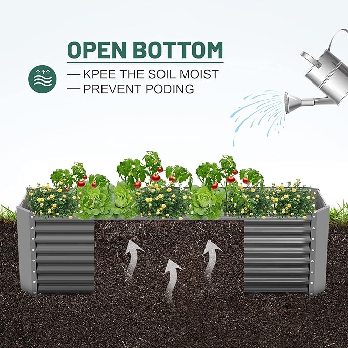 Land Guard 8×4×2 ft Galvanized Raised Garden Bed Kit, Galvanized Planter Raised - Image 3