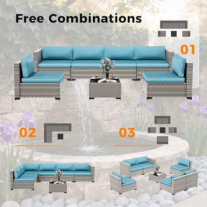 12-Seat Modular Patio Furniture Set – Outdoor Wicker Sectional Sofa - Image 7