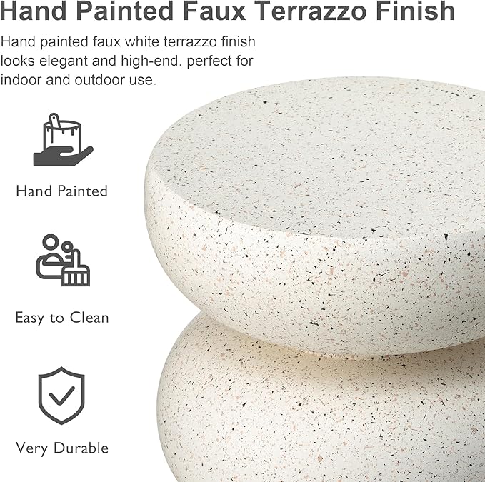 Glitzhome Outdoor Side Table Set of 2, Heavy Duty Indoor Outdoor Round Planter - Image 5