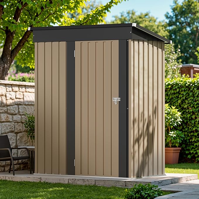 Devoko Outdoor Storage Shed 5 x 3 FT Lockable Metal Garden Shed Steel - Image 6