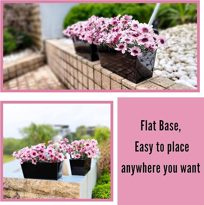 LaLaGreen Railing Hanging Planters Large Black Metal Strawberry Flower Pots - Image 8