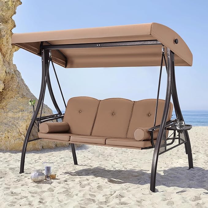 HOMREST 3 Seat Outdoor Porch Swing - Image 8