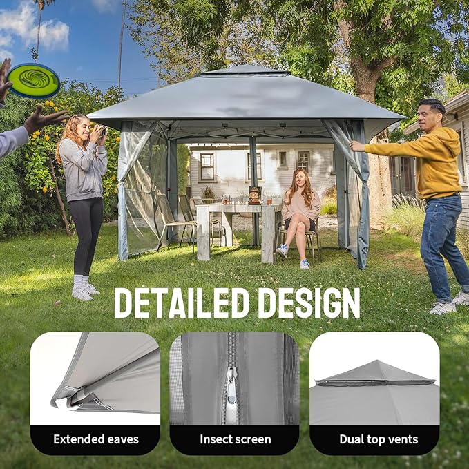 CROWN SHADES 11X11 Outdoor Pop Up Gazebo Base 10X10 Patio Gazebos Patented - Image 3