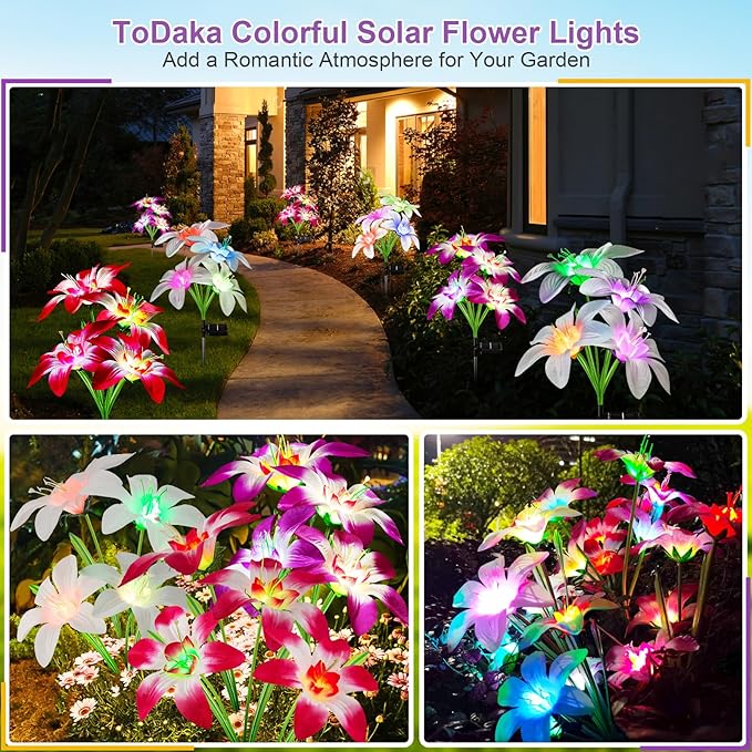 Solar Lights Outdoor Waterproof, 4 Pack Upgraded Garden Lights Solar Powered - Image 8