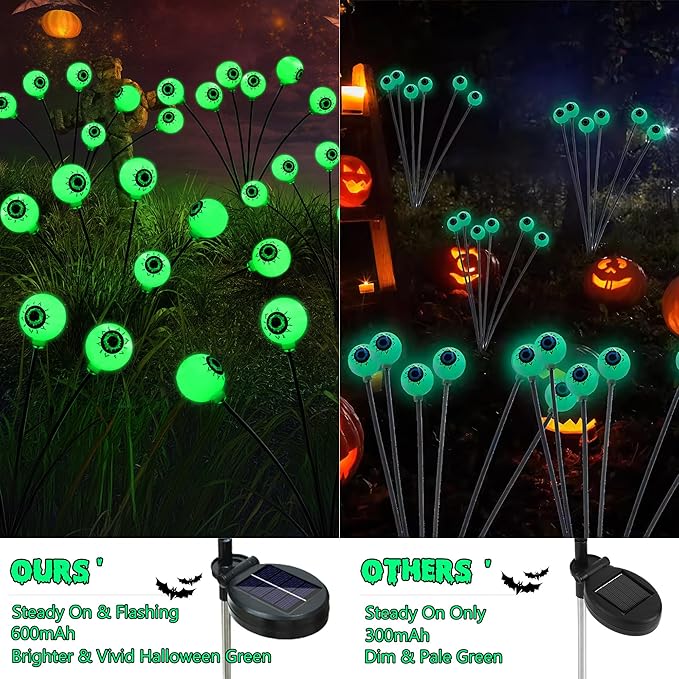 BrizLabs 8 Pack 48 LED Halloween Solar Lights, 2 Modes Outdoor Halloween - Image 6