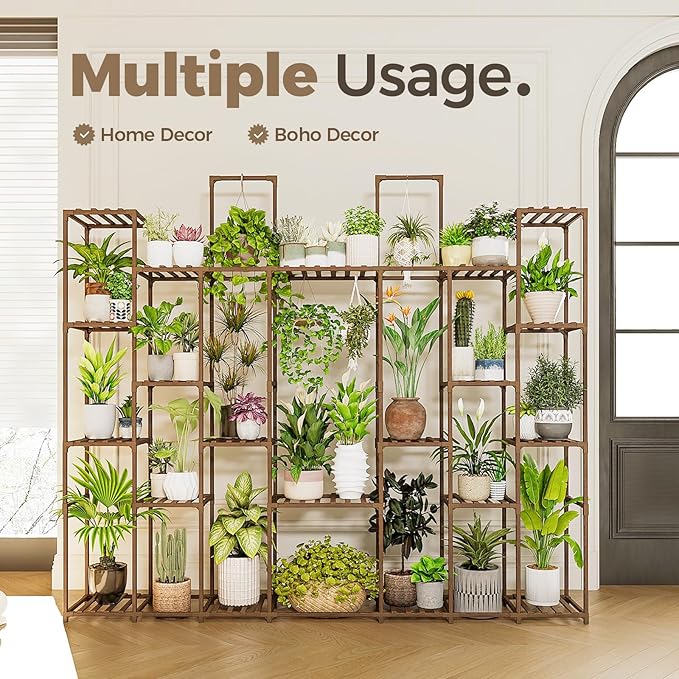 Bamworld Plant Shelf Indoor 30 Pots Large Plant Shelf Wide Tall Outdoor Plant - Image 2