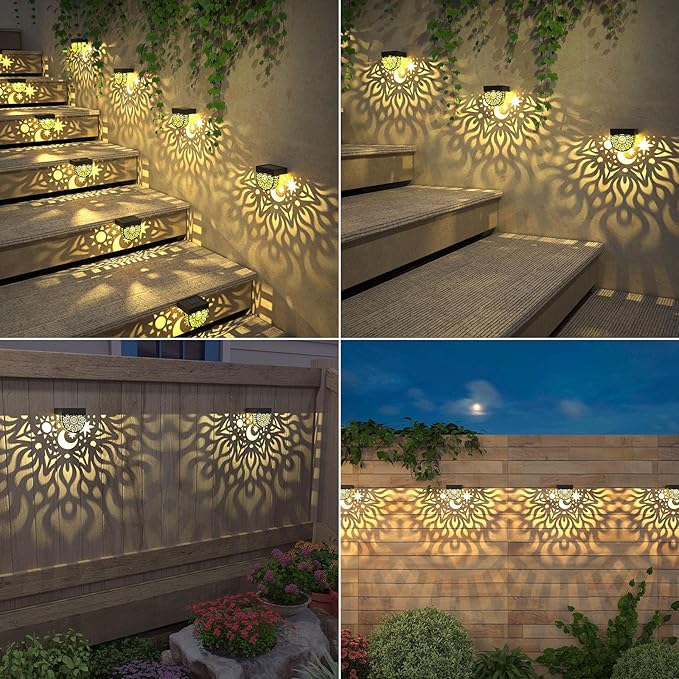 Solar Fence Lights 6 Pack Solar Deck Lights Waterproof LED Powered Step Wall - Image 6