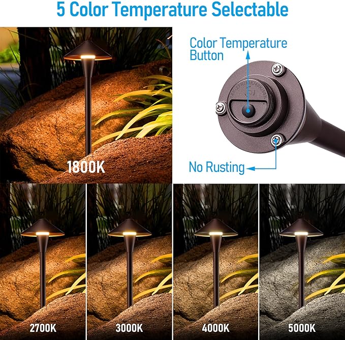LEONLITE Update 5CCT Low Voltage Pathway Lights, LED Landscape Path Lights - Image 3