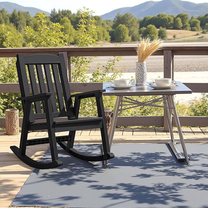 Devoko PP Material Rocking Chair Outdoor Indoor All Weather High Back Patio - Image 2