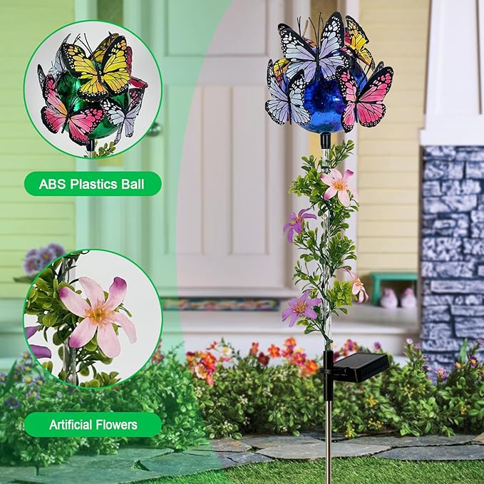 Solar Lights Outdoor Pathway, 2 Pack Butterfly - Image 3