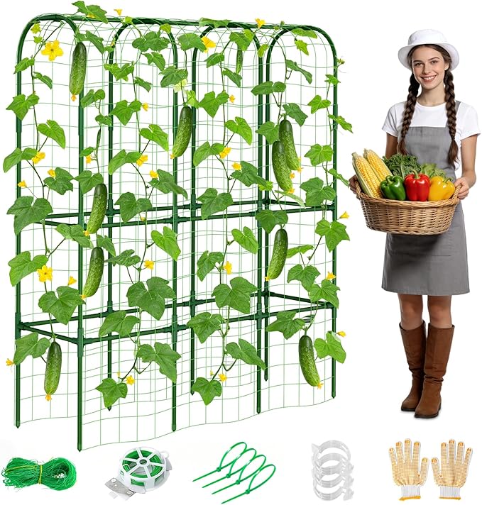 65in Tall Cucumber Trellis for Raised Bed, U-Shape Vegetables Trellis Support by ZPMOCKAQ