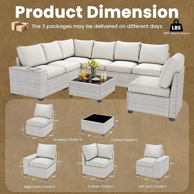 9 Piece Outdoor Patio Furniture Set - Image 8