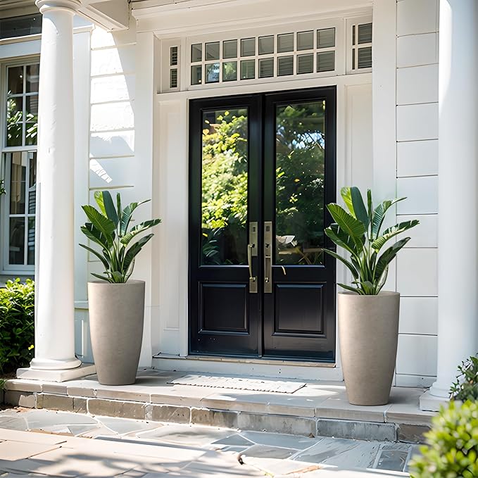 Kante 23.6" H Weathered Concrete Tall Planters, Large Outdoor Indoor Decorative - Image 5
