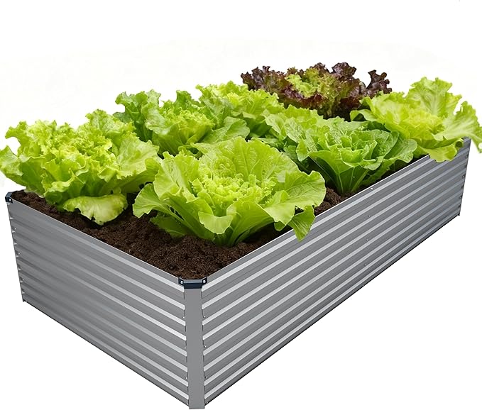 8x4x2FT Galvanized Raised Garden Bed Kit, Vegetable Plant Boxes-Rectangle Metal by DIIYIV