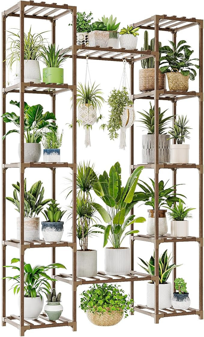 Bamworld Large Plant Stand Indoor Tall Plant Shelf Outdoor Corner Plant Holder by Bamworld