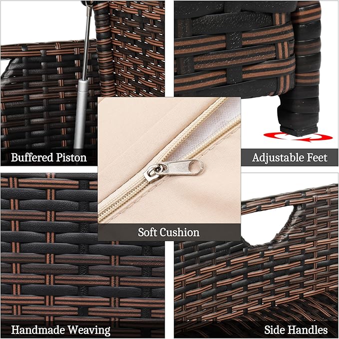 VINGLI 40 Gallon Outdoor Rattan Deck Box w/Cushion, Patio Wicker Storage Box - Image 5