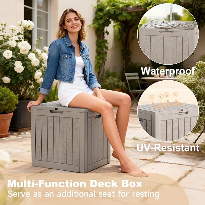 30 Gallon Outdoor Deck Box, Lockable Waterproof Outdoor Storage Boxes - Image 7
