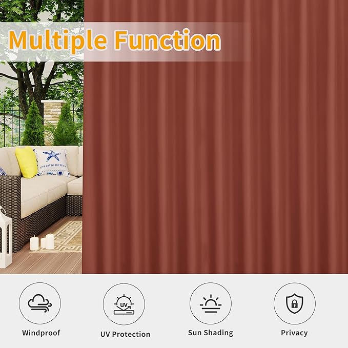 Easy-Going Outdoor Patio Curtains Detachable Tab Top Windproof Weatherproof - Image 5