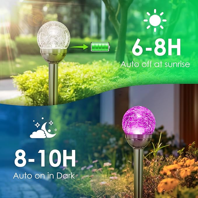 SOLPEX Solar Garden Lights Outdoor, 6 Pack Multi-Color Changing&White 2 Modes - Image 3
