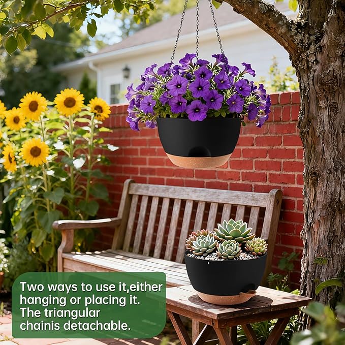 13-inch Oversized Hanging Planter Set of Two, Planters - Image 2