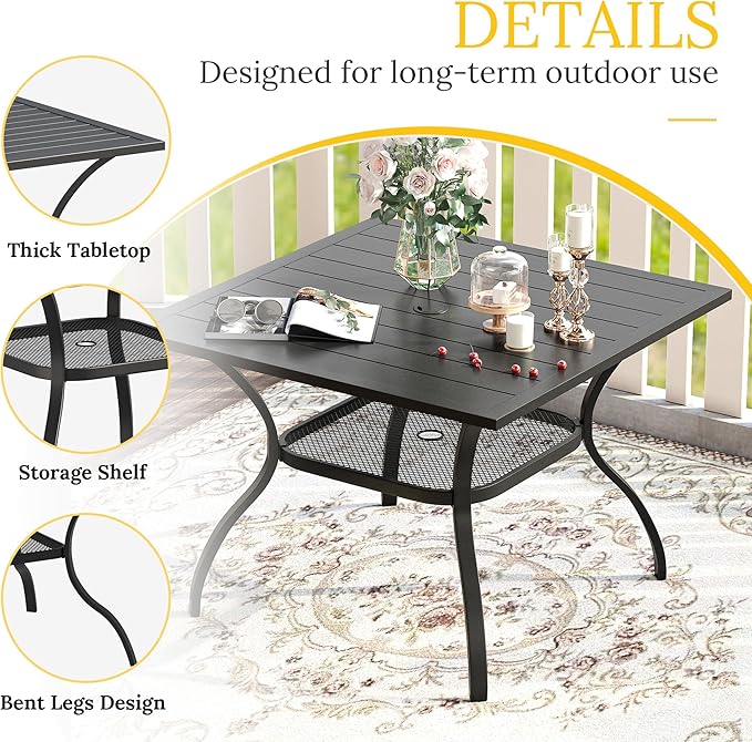 VICLLAX 5 Pieces Patio Dining Set, Outdoor Furniture Set Includes 1 Square - Image 5