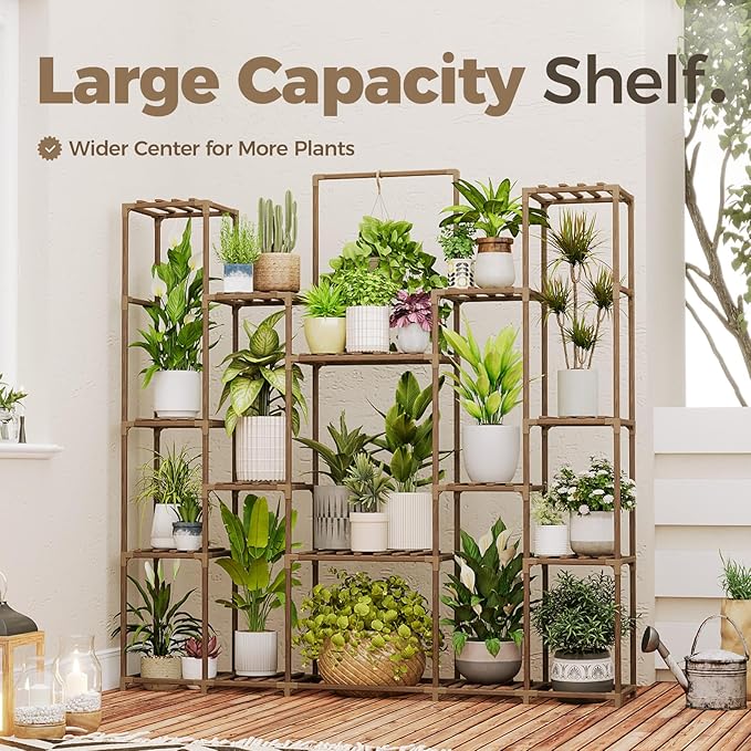 Bamworld Plant Shelf Indoor Hanging Plant Stand Outdoor Large Plant Shelves - Image 6