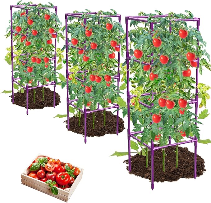 3 Pack Tomato Cages, Square Tomato Plant Stakes Support Cages Trellis by MQHUAYU