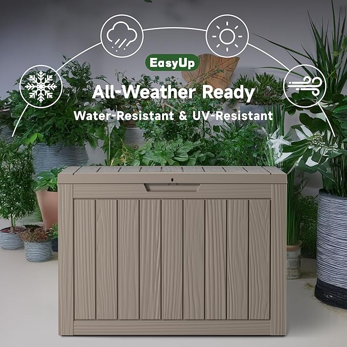 EasyUp 45 Gallon Outdoor Storage Box, Resin Waterproof UV-Resistant Deck Box - Image 4