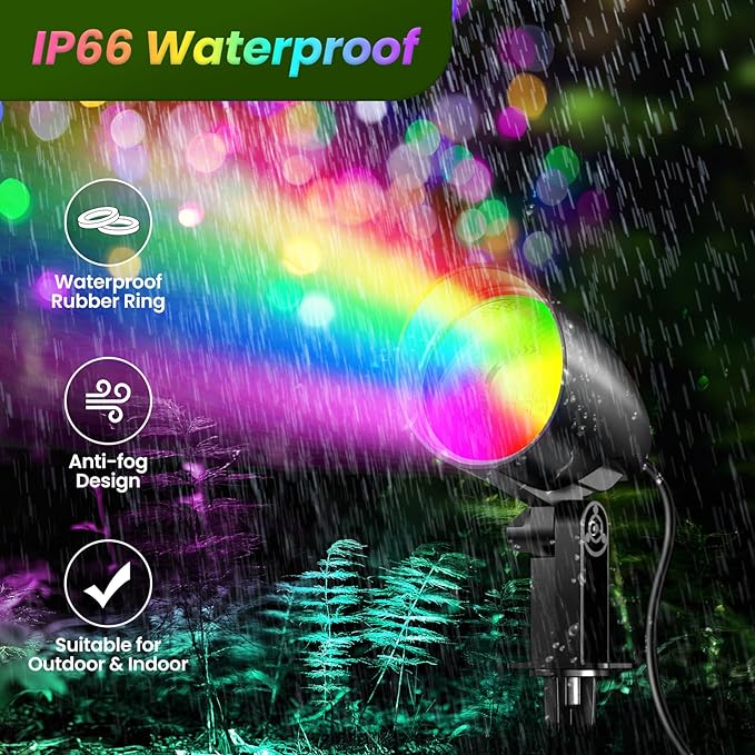 ZZXX 20W RGB Outdoor Spotlight Halloween 120V Color Changing Landscape Lights - Image 4