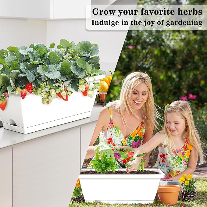 8pcs Rectangle Window Boxes Planters, 17 Inches Long Window Sill Planter Box - Image 2
