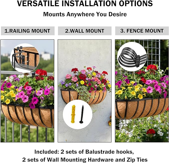 16“ Window Box Railing Planter - Image 3