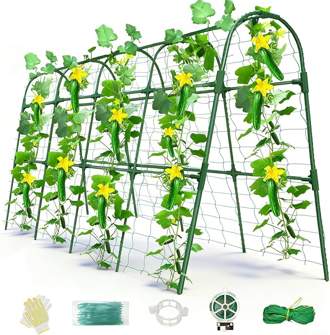 Cucumber Trellis for Raised Bed, U-Shape Garden Arch Metal Support for Climbing by Laodier