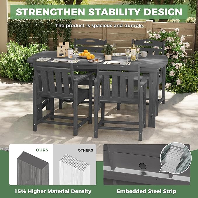 HDPE Outdoor Patio Dining Set - Image 4