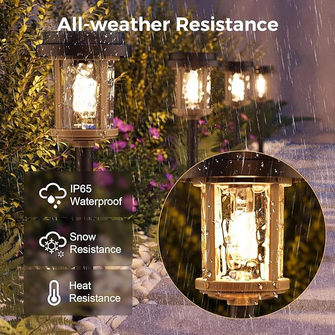 XMCOSY+ Solar Pathway Lights Outdoor, 6 Pack Solar Powered Garden Lights - Image 4