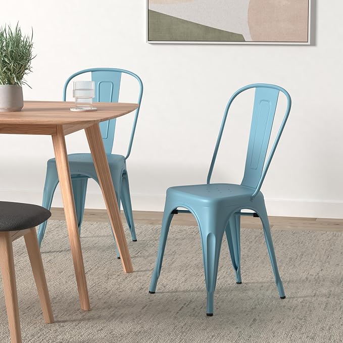 Nazhura Metal Dining Chair Farmhouse Tolix Style - Image 2