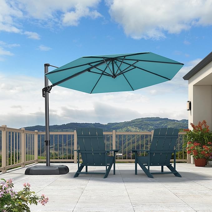 PURPLE LEAF 10 Feet Patio Umbrella Outdoor Cantilever Round Umbrella Aluminum by PURPLELEAF
