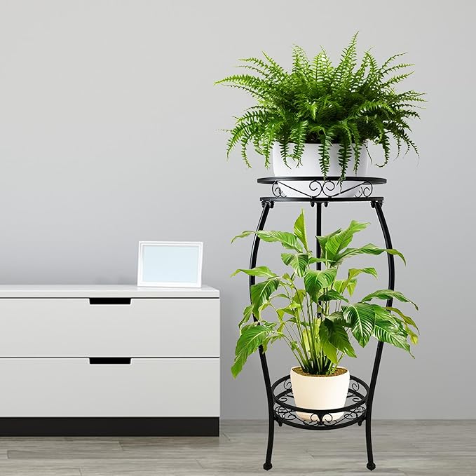 CASIMR 2 Tier Plant Stand Indoor Outdoor, 26.6" Tall Metal Potted Holder Rack - Image 4