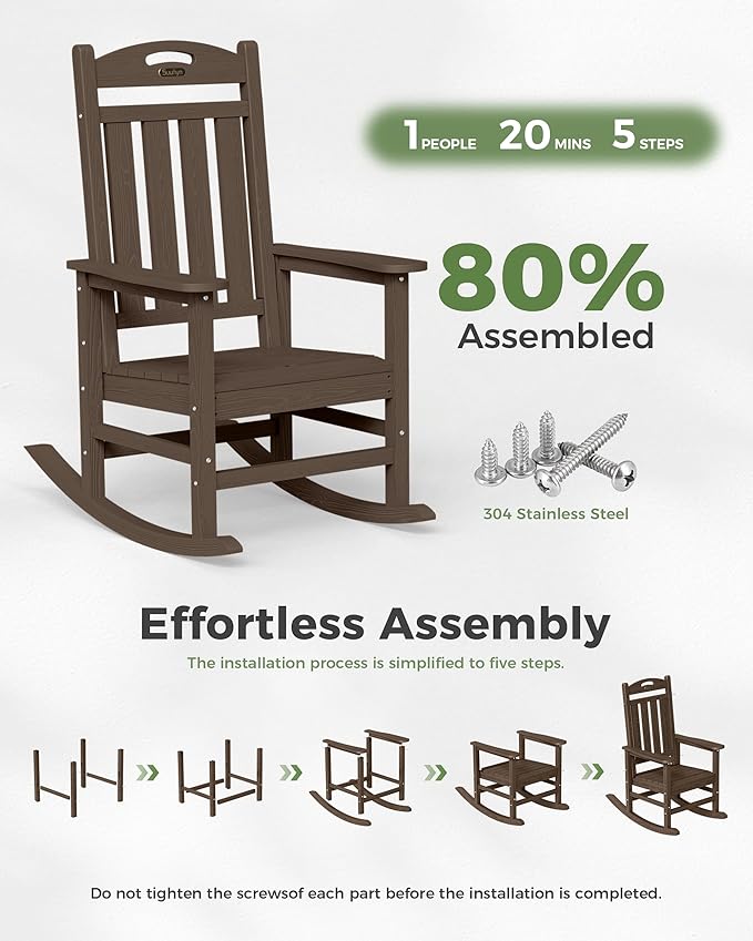 Oversized Outdoor Rocking Chair, HDPE All Weather Resistant Rocking Chairs - Image 6