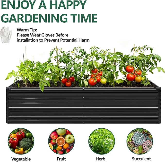 Vengarus 12x2x2FT Galvanized Raised Garden Bed Kit, Large Rectangle Elevated - Image 6
