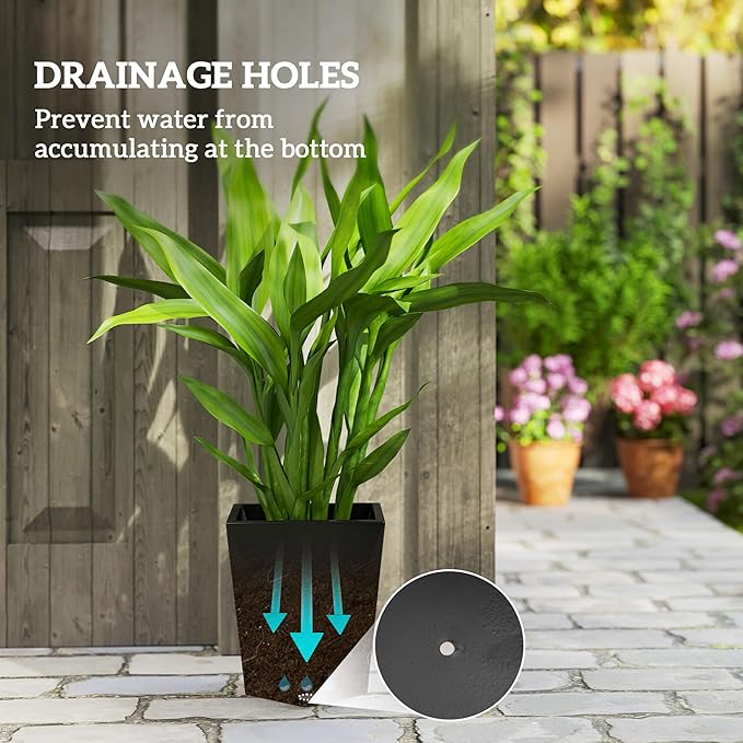 Outsunny Set of 3 Tall Planters, MgO Indoor Outdoor Planters - Image 4