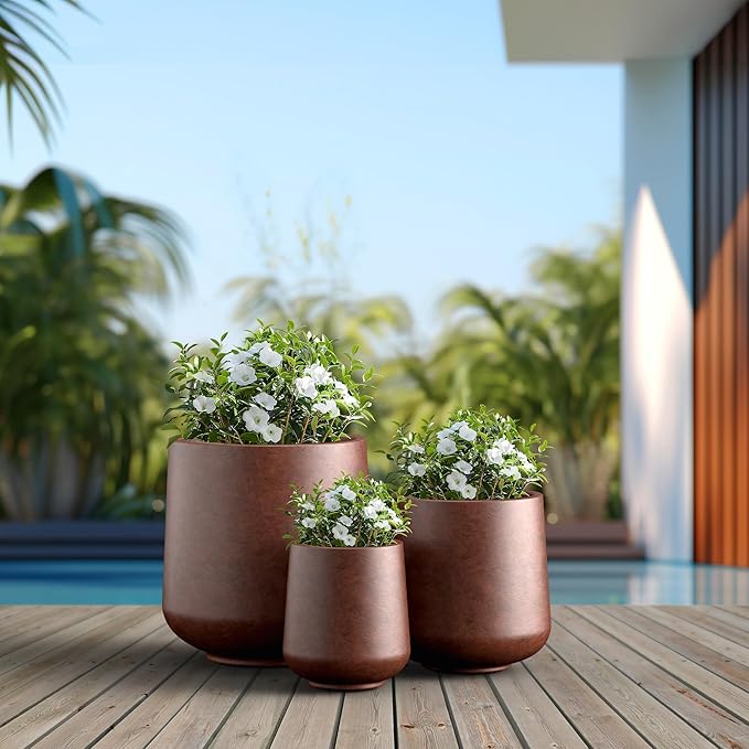 Kante 15.3"+11.6"+8.2" Dia Round Concrete Planter, Large Outdoor Indoor Planter - Image 4