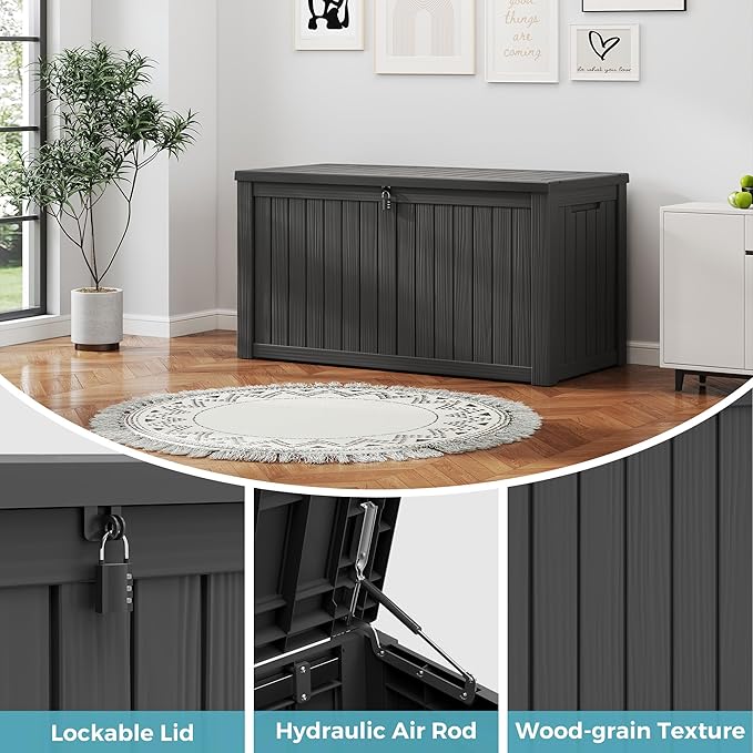 Outdoor Storage Box, Resin Deck Boxes Indoor and outdoor, Waterproof Storage - Image 3