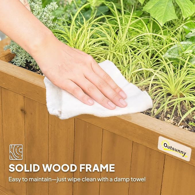 Outsunny Wood Planter with Trellis, Raised Garden Bed - Image 6