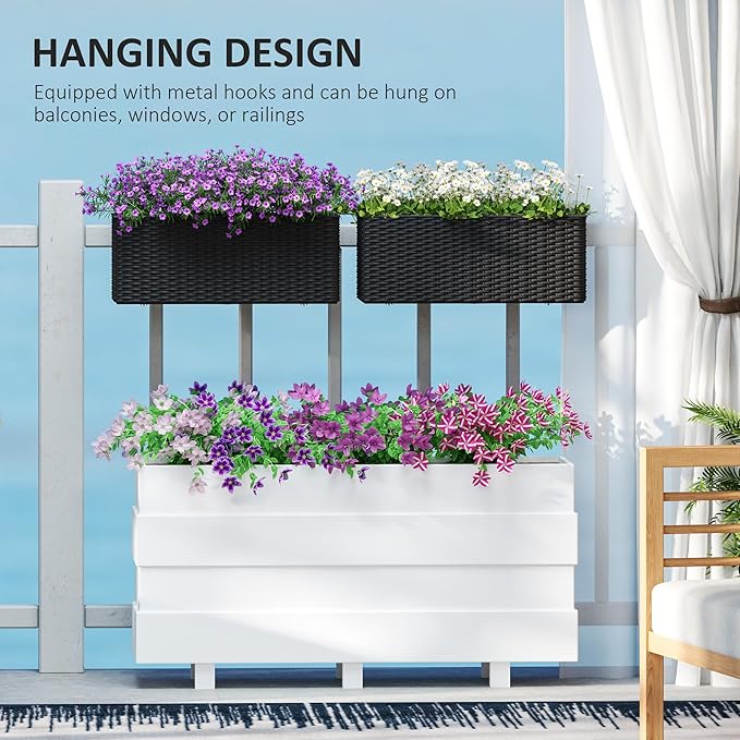 Outsunny Railing Planter Box, Hanging Flower Pots - Image 7