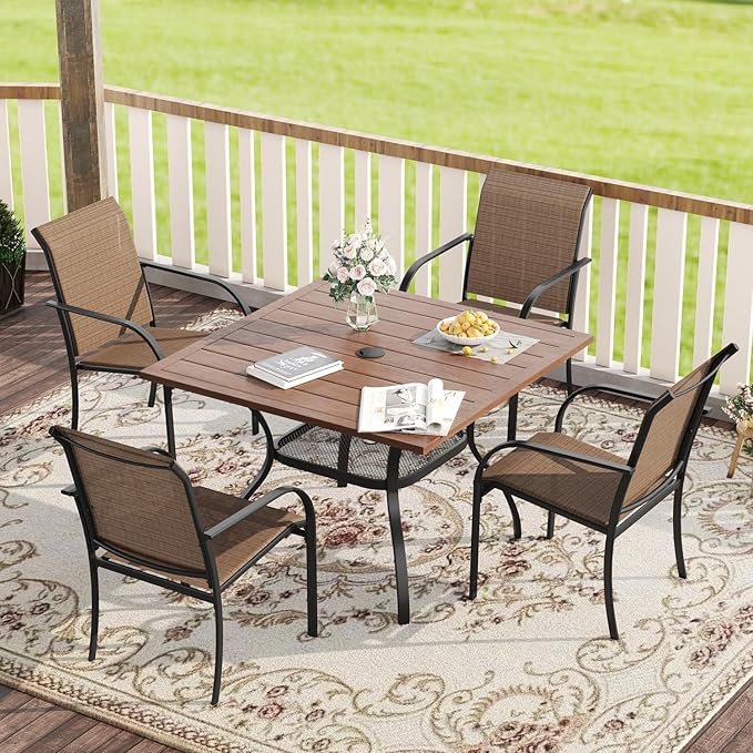VICLLAX 5 Pieces Patio Dining Set, Outdoor Furniture Set Includes 37.8" Square by HOME