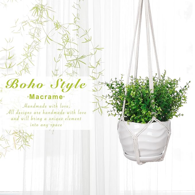 YIBOT 3 Pack Macrame Plant Hanger Indoor Hanging Planter - Image 6