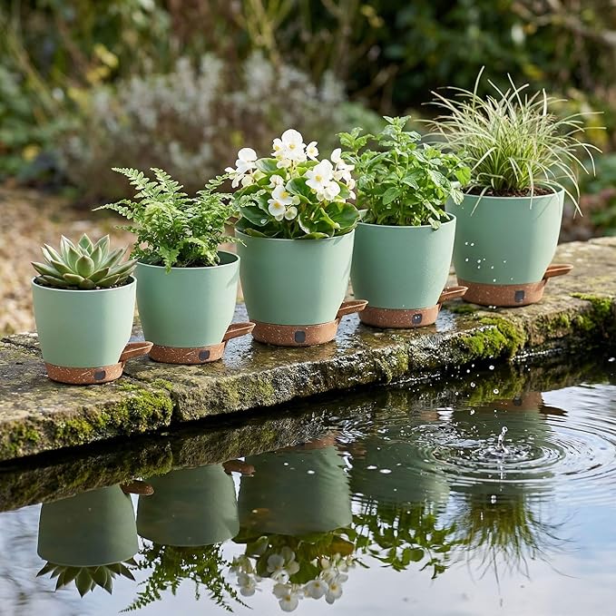 montresor 5 Pack Green 5/5.5/6/6.5/7 Inch Self Watering Planters - Image 8