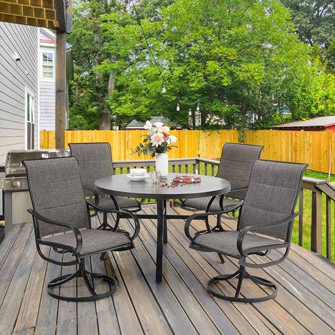 Sophia & William Patio Dining Set 5 Pieces, 4 x Patio Dining Chairs Textilene by SophiaWilliam